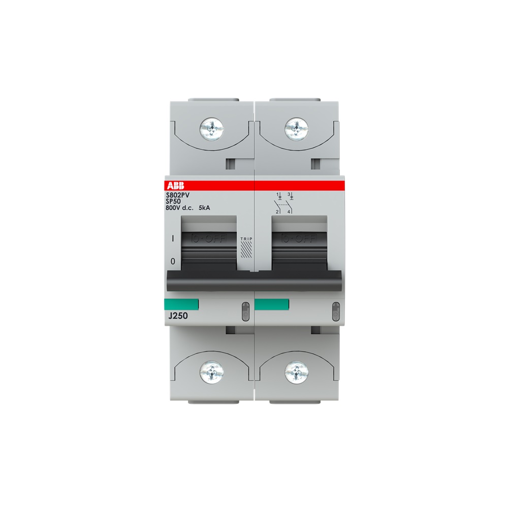 Interruttore automatico bipolare fotovoltaico 50A 800V DC alta prestazione S802PV-SP50