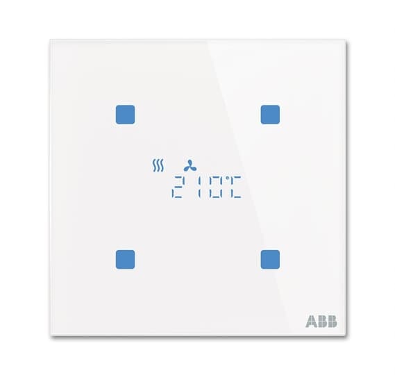 Termostato touch quadrato controllo temperatura ambiente integrato KNX per riscaldamento e raffrescamento