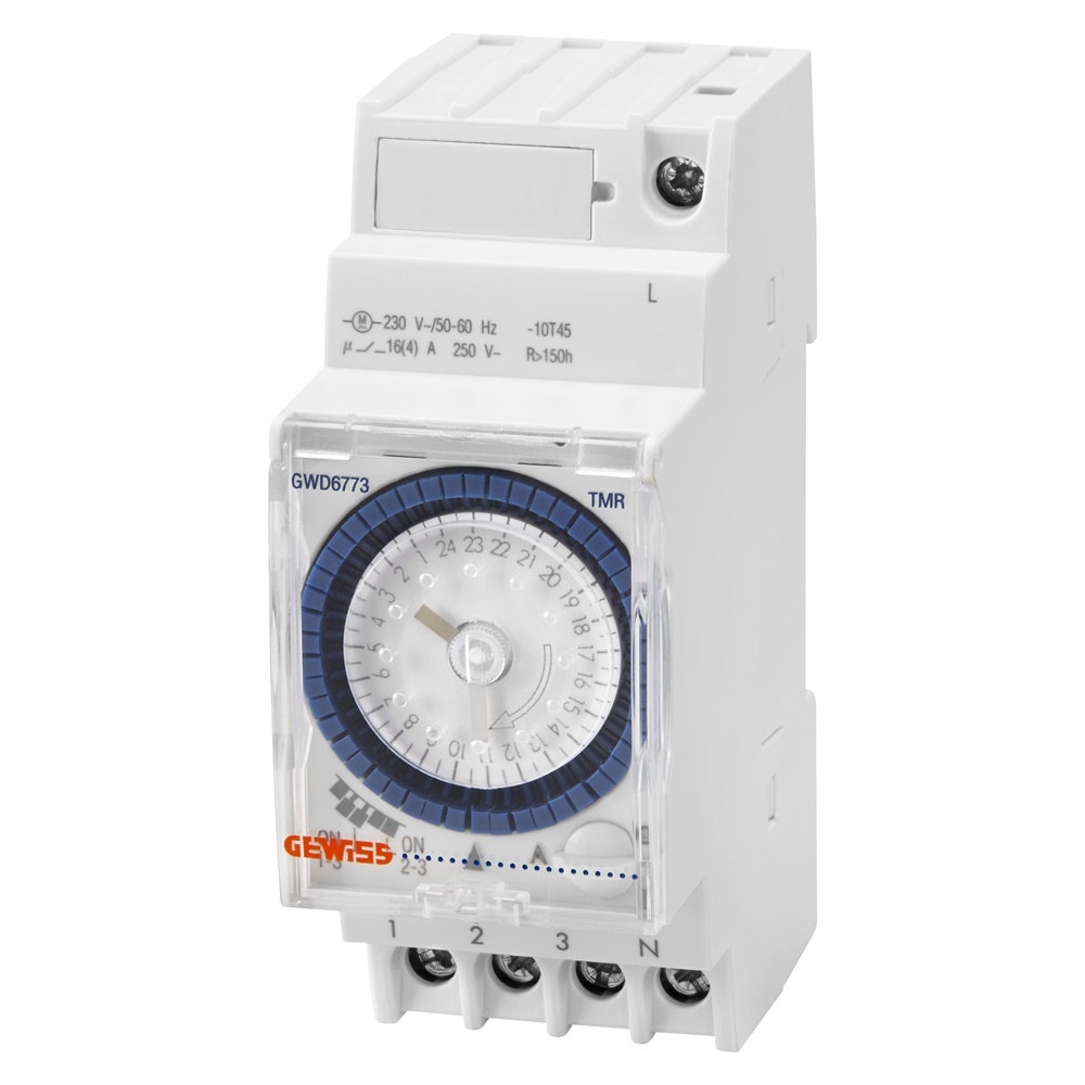 Interruttore orario analogico giornaliero con riserva 2 moduli per impianti elettrici serie 90 AM
