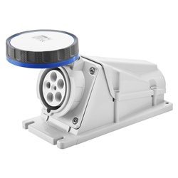 PRESA FISSA DA PARETE A 90° - IP67 - 3P+N+T 125A 200-250V 50/60HZ - BLU - 9H - CABLAGGIO A VITE