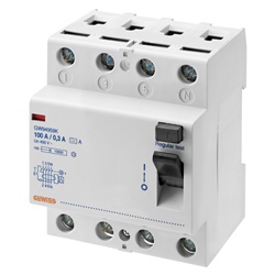 Interruttore differenziale puro 4 poli 100A istantaneo 0,03A protezione impianti elettrici industriali e commerciali