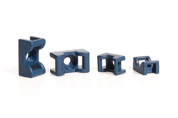 Basetta rilevabile blu 24.8x14.3 mm per ancoraggio fascette industria alimentare e farmaceutica