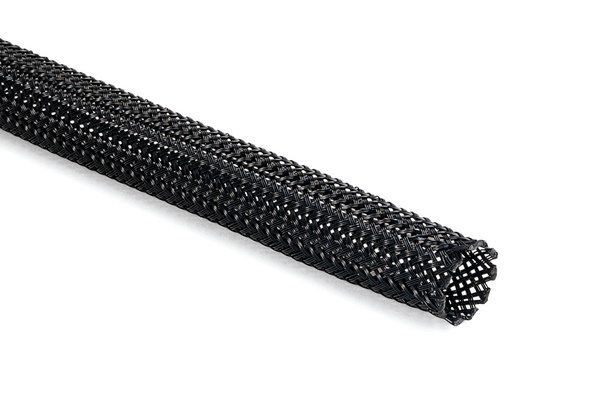 Calza trecciata PA66 nero 5-10 mm resistente abrasione flessibile per macchinari impianti