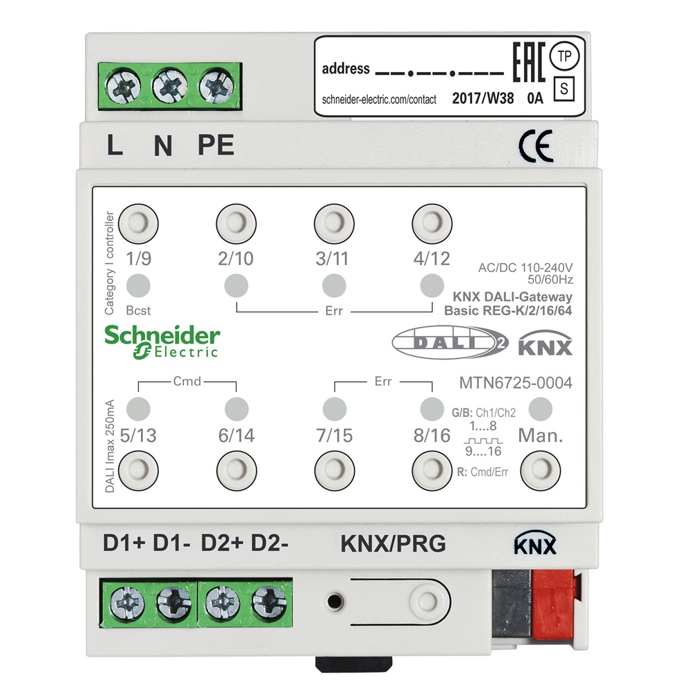 Gateway KNX DALI 2 canali 128 lampade controllo illuminazione edificio
