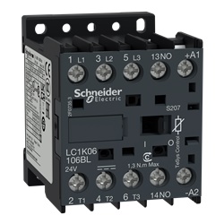TeSys K contattore - 3P - AC-3 <= 440 V 6 A - 1 NO aux. - 24 V DC rail