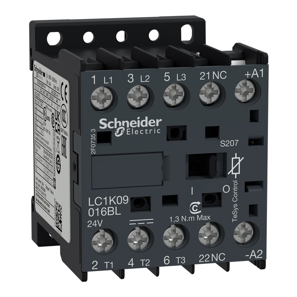 TeSys K contattore - 3P - AC-3 <= 440 V 9 A - 1 NC aux. - 24 V DC rail