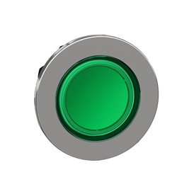 Testa pulsante luminoso verde filopannello ad aggancio passo-passo- per LED universale- Ø30