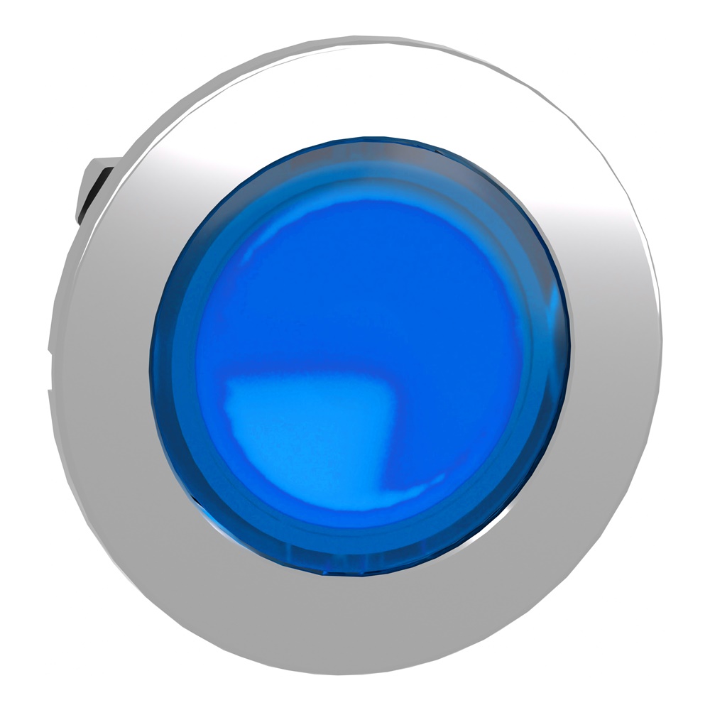 Testa pulsante luminoso blu filopannello ad aggancio passo-passo- per LED universale- Ø30