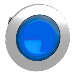 Testa pulsante luminoso blu filopannello ad aggancio passo-passo- per LED universale- Ø30