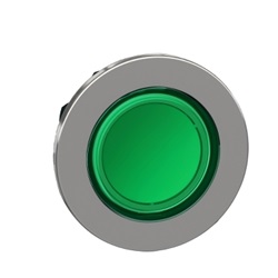 Testa pulsante luminoso  verde filopannello- per LED universale- Ø30