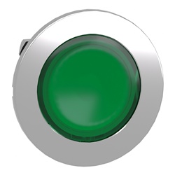 Testa pulsante luminoso  verde filopannello- per LED universale- Ø30