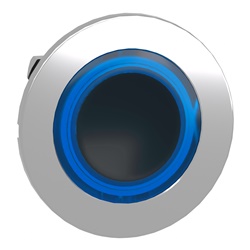 Testa pulsante con anello luminoso  blu filopannello- per LED universale- Ø30