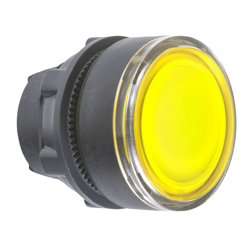 Testa pulsante luminoso Ø22 - giallo - per inserimento etichetta- per LED universale