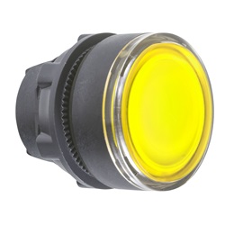 Testa pulsante luminoso Ø22 - giallo - per inserimento etichetta- per LED universale