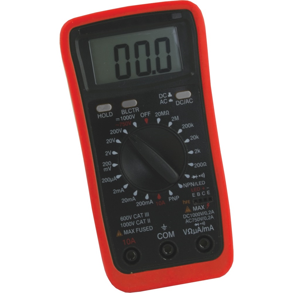 Tester digitale VE 502E misure tensione 750VAC 1000VDC corrente 10A AC/DC con retroilluminazione e funzione data hold