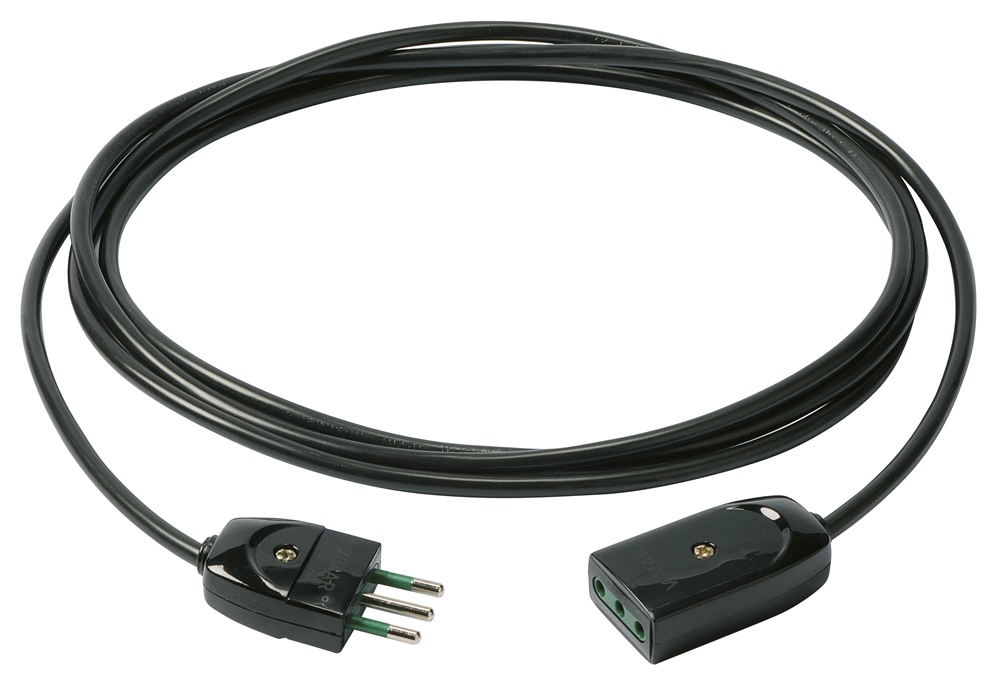 Cavo prolunga 3G0,75 mm² 3 metri nero spina e presa standard italiano 10A 250V