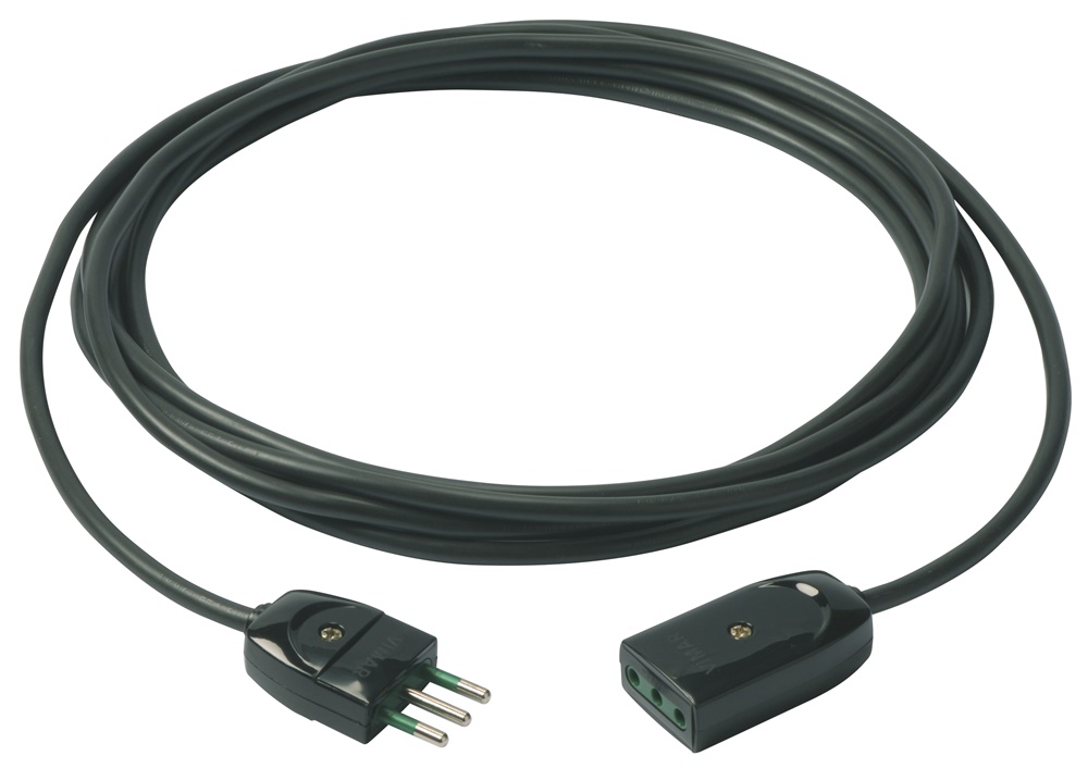 Cavo prolunga 3G0,75 mm² 5 metri nero con spina e presa standard italiano 10A 250V