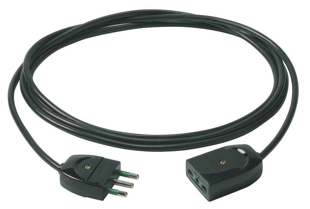Cavo prolunga elettrico 3G1 mm² 3 metri nero uso domestico e professionale