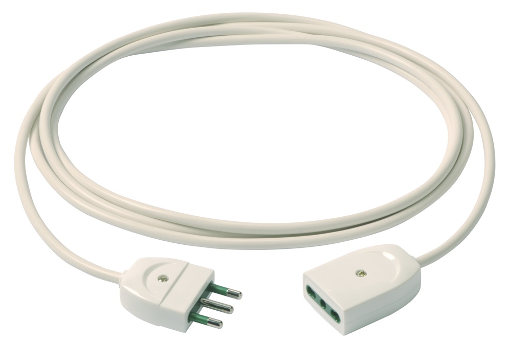 Cavo prolunga 3G1 3 metri bianco spina e presa standard italiano 16A 250V uso domestico