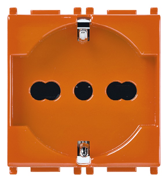 Presa 2P+T 16A universale antibatterica arancione per impianti elettrici standard