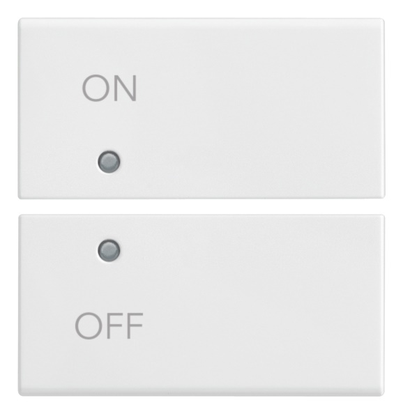Due mezzi tasti 2 moduli simboli ON OFF bianco per interruttori elettrici