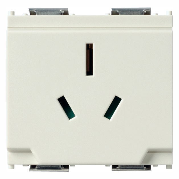 Presa SICURY 2P+T 15A 250V standard Australia bianco 2 moduli