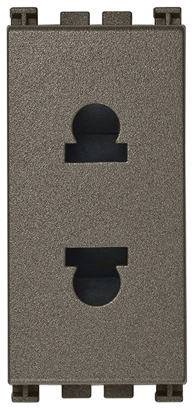 Presa SICURY 2P 16A 250V spinotti USA+EU ø4,8mm corpo metallico standard euroamericano