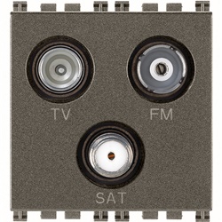 Presa coassiale TV-FM-SAT diretta 3 uscite Metal 5-2400 MHz 2 moduli per impianti TV e satellitari