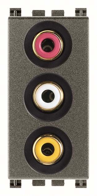 Presa 3 connettori RCA metal morsetti a vite per collegamenti audio video