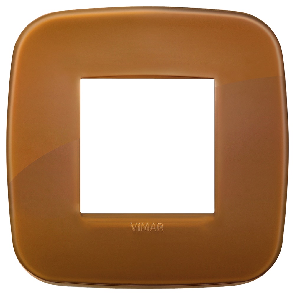 Placca Round 2 moduli tecnopolimero colore Reflex caramel per impianti elettrici