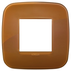 Placca Round 2 moduli tecnopolimero colore Reflex caramel per impianti elettrici
