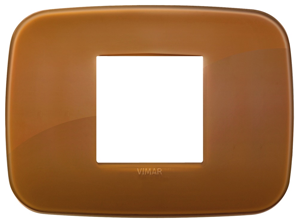 Placca Round 2 moduli centrali tecnopolimero Reflex caramel per impianti elettrici