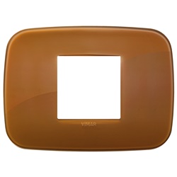Placca Round 2 moduli centrali tecnopolimero Reflex caramel per impianti elettrici