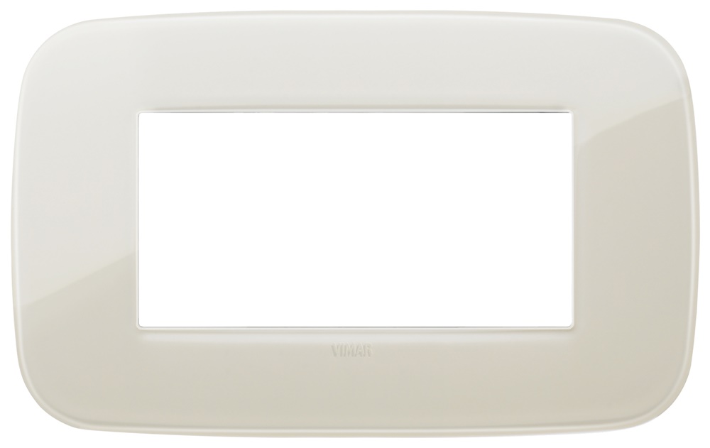 Placca Round 4 moduli tecnopolimero Reflex avorio per impianti elettrici