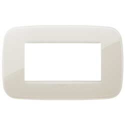 Placca Round 4 moduli tecnopolimero Reflex avorio per impianti elettrici