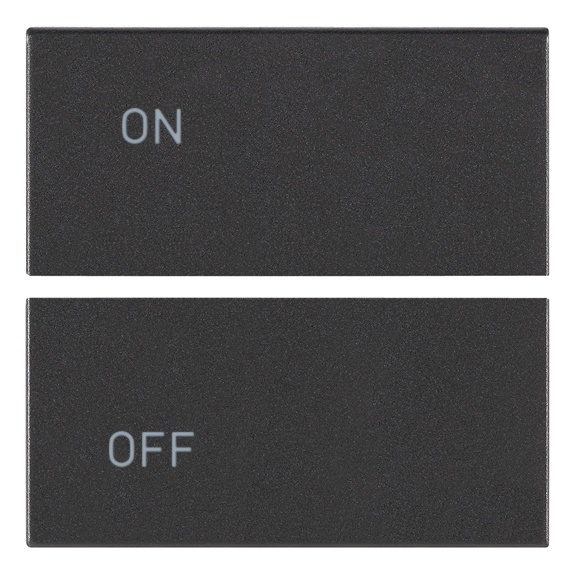 Due mezzi tasti 2 moduli simboli ON OFF grigio per comando interruttore quadro elettrico