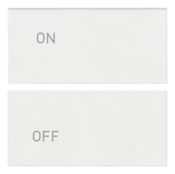 Due mezzi tasti 2 moduli simboli ON/OFF bianco per interruttori modulari