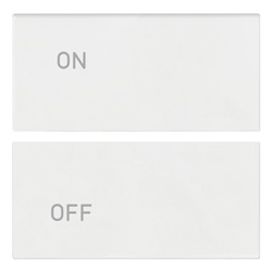 Due mezzi tasti 2 moduli simboli ON/OFF bianco per interruttori modulari