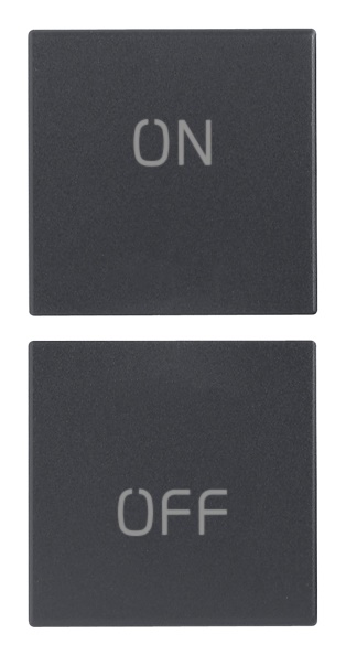 Due mezzi tasti 1 modulo simboli ON OFF grigio per interruttori modulari