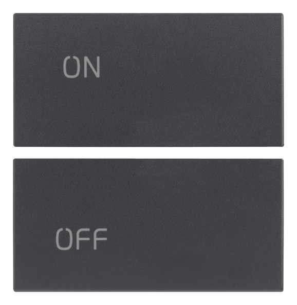 Due mezzi tasti 2 moduli simboli ON OFF grigio per impianti elettrici