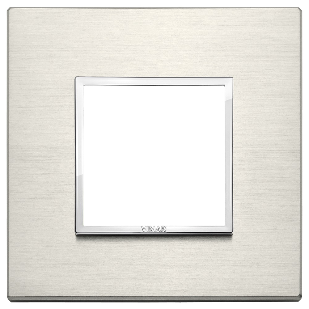 Placca 2 moduli titanio alluminio nobilitato per installazioni elettriche