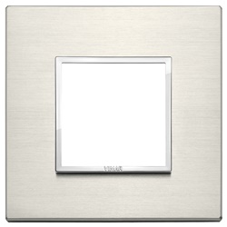 Placca 2 moduli titanio alluminio nobilitato per installazioni elettriche