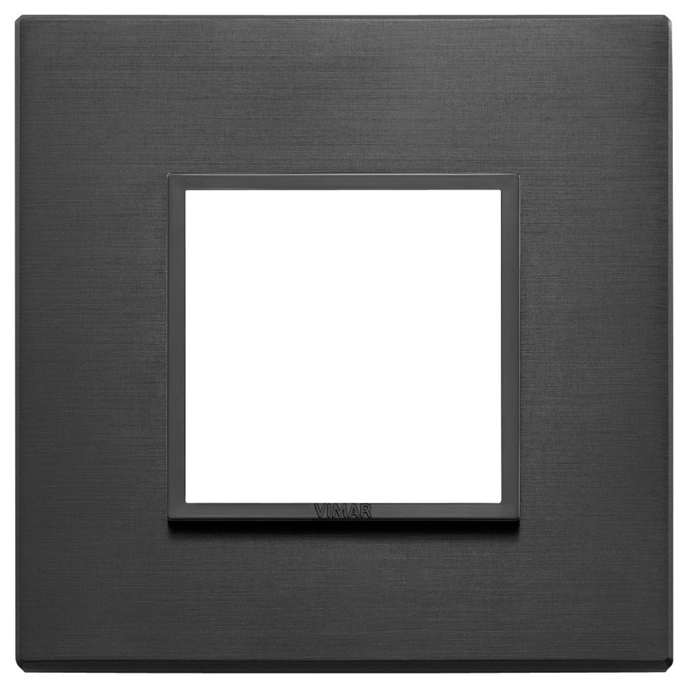 Placca 2 moduli alluminio nero totale per installazioni elettriche