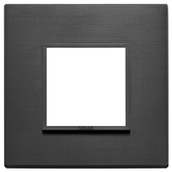 Placca 2 moduli alluminio nero totale per installazioni elettriche