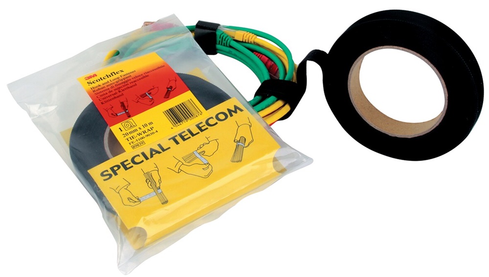Fascia fissaggio riutilizzabile 3M Scotchflex nera 19 mm x 10 m per cavi elettrici e fibra ottica