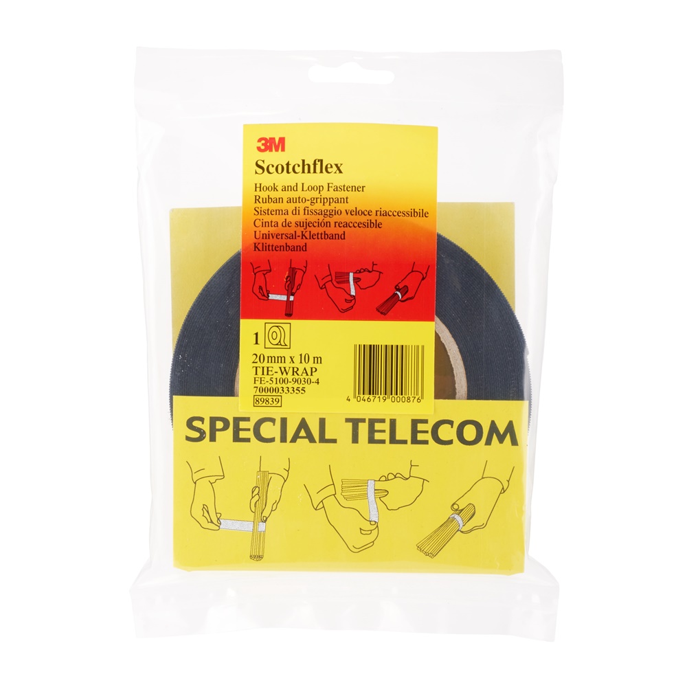 Fascetta Scotchflex nera 19 mm x 10 m riutilizzabile cablaggi elettrici telecomunicazioni