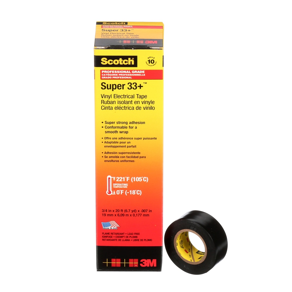 Nastro isolante in PVC Scotch® Super 33+™, 19 mm x 6,1 m, 100 rotoli per confezione