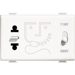 Presa rasoio antibatterica doppia tensione 115/230V isolamento bagno uso domestico e professionale
