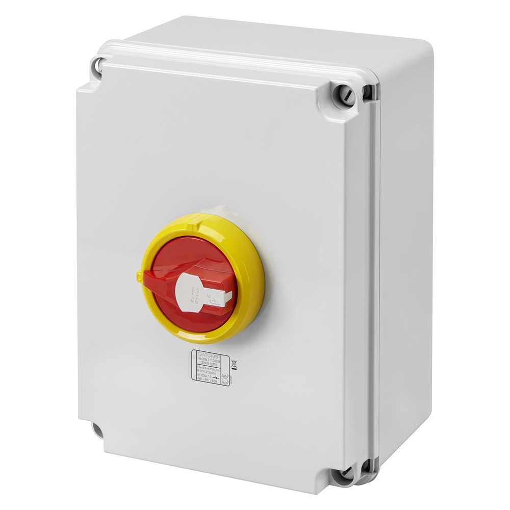 Interruttore sezionatore rotativo 125A 3 poli cassetta materiale isolante emergenza IP66/IP67/IP69 uso industriale