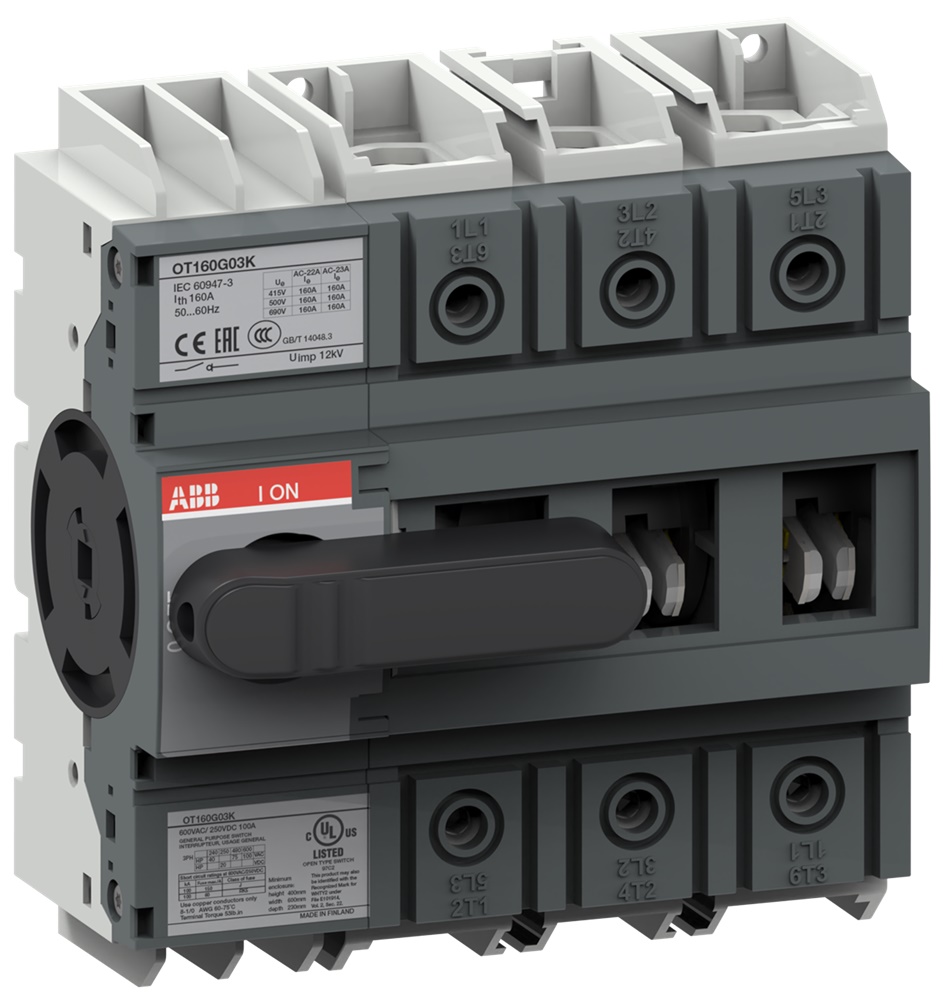 Switch-disconnector 3 poli 160A maniglia comando diretto per impianti elettrici industriali e civili